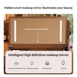 Table à langer spacieuse <span class=keywords><strong>avec</strong></span> plusieurs tiroirs, <span class=keywords><strong>coiffeuse</strong></span> <span class=keywords><strong>avec</strong></span> <span class=keywords><strong>miroir</strong></span> et lumière, meubles de chambre à coucher <span class=keywords><strong>avec</strong></span> tabouret pour un usage domestique - Product Image 4