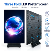 Écran d'affichage LED pliable à trois volets double face P1.86, affichage publicitaire pliable, signalisation numérique intérieure, panneau publicitaire