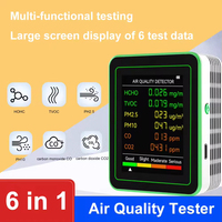 Moniteur de qualité de l'air 6 en 1 Détecteur de dioxyde de carbone précis HCHO Multifonctionnel PM2.5 PM10 HCHO CO2 CO Meter