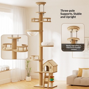 Floor to Ceiling Cat Tree House Wooden Cat Tree Tall Climbing <b>Frame</b> Scratching Post <b>Large</b> Cat Tree - Product Image 2