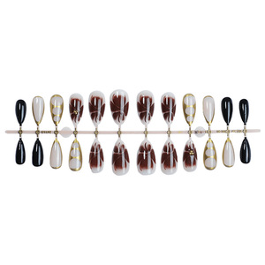 Faux ongles amande à presser imprimés dorés, motif floral dégradé, qualité supérieure, amovibles, vente en gros - Product Image 4