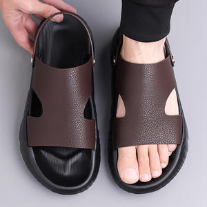 Sandales d'été pour hommes en cuir véritable, respirantes, antidérapantes, à semelle souple, décontractées, à bout ouvert, légères, au-dessus du genou, pour la plage - Product Image 6