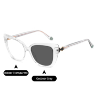 Nouvelles Lunettes de Vue Femme Tendance Monture Acétate Œil de Chat Multicolore Transparente Photochromique Lunette Photogray