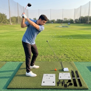 Entrenador <span class=keywords><strong>de</strong></span> Swing <span class=keywords><strong>de</strong></span> <span class=keywords><strong>Golf</strong></span>, Ayuda Deportiva con 12 Posiciones Ajustables para Palos, Herramienta <span class=keywords><strong>de</strong></span> Golpeo Guiado, Varillas <span class=keywords><strong>de</strong></span> Alineación, Acero Inoxidable Ambidiestro - Product Image 1