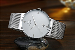 8018 メンズビジネスファッション高級ステンレススチールメッシュバンドミニマリストクォーツ腕時計ガラス文字盤ポインターディスプレイ40mm防水 - Product Image 6