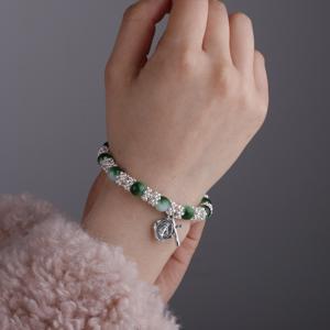 8 mm hạt thủy tinh với bạc hạt phẳng với 8x10mm kỳ diệu kim loại bads Vòng đeo tay trên đàn hồi - Product Image 5