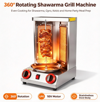 Four à shawarma pour usage commercial et domestique, rôtissoire à gaz à double brûleur, 360° °   Rotation automatique, bac à miettes amovible