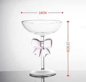 Taza de bebida de borosilicato alto, tazas de helado de jugo de whisky de vidrio transparente, tazas de vidrio de café frío únicas con lazo <span class=keywords><strong>rosa</strong></span> - Product Image 5