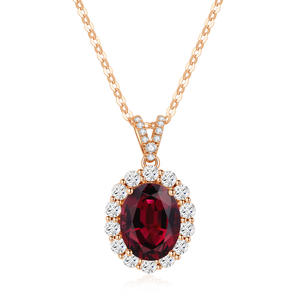 จี้ทองคำแท้ 14K รูปไข่ประดับพลอยโกเมนสีแดงทรงรี คุณภาพสูง ดีไซน์หรูหรา ได้รับการรับรองจาก GIA เหมาะสำหรับเป็นของขวัญสำหรับผู้หญิง สวมใส่ได้ทุกวัน - Product Image 1