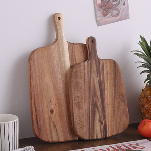 Tabla de cortar de madera maciza rectangular con asa para frutas, comida para bebés, pan, carne y alimentos cocinados - Product Image 1