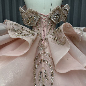 Vestido de Baile con Perlas y Bordado Dorado para Quinceañera Fiesta de Graduación Lsmc15 - Product Image 4