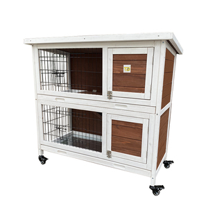 Offre Spéciale Woodville Cage pour animaux de compagnie pour petits animaux Maison de lapin en bois avec style simple et motif animal Matériau métallique pour lapin - Product Image 4