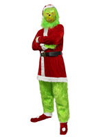 Costume drôle du Grinch, tenue en peluche de monstre vert, pour fête de Noël, festival, cosplay de Père Noël, déguisement de performance