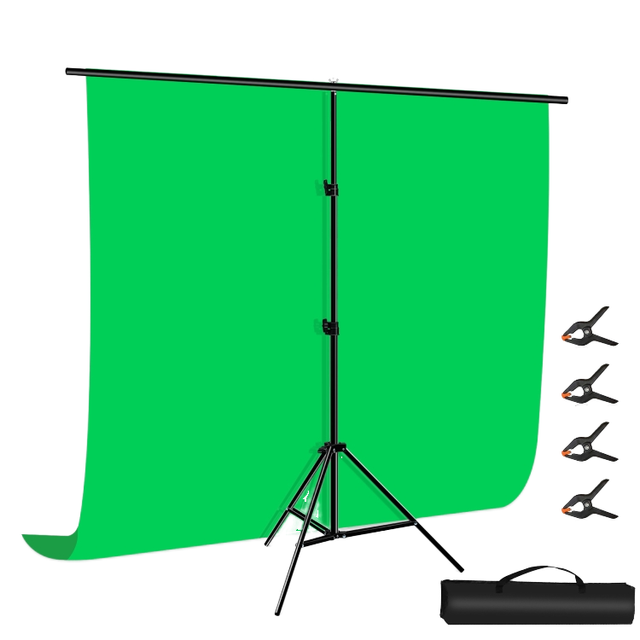 PULUZ Green Background Set With Support Stand Backdrop Crossbar Bracket 1x2m T-Shape Photo Studio Photography Background Kit
