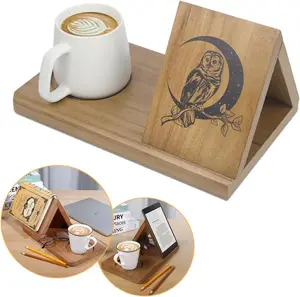 Bview Art Custom Wooden Triangle Bookshelf Mug Stand Wooden Triangle Book And Cup Holder