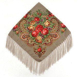Vintage Blue <strong>Boho</strong> Headscarf Traditional Slavic Floral Design Square Traditional Shawl for Autumn for <strong>Men</strong> and Women - Product Image 4