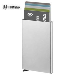 TILONSTAR TVC400 Personnalité Logo Personnalisé Minimaliste Pop Up Cas De Cartes De Visite En Aluminium RFID Blocage Porte-Cartes - Product Image 1