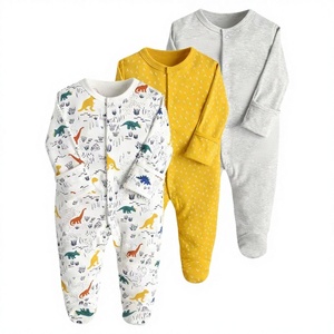 Pijama Enterizo de Manga Larga hasta el Tobillo para Recién Nacidos de 6 a 9 Meses, Estilo 52 Amropi, Unisex, Paquete de 3, Algodón Transpirable - Product Image 3