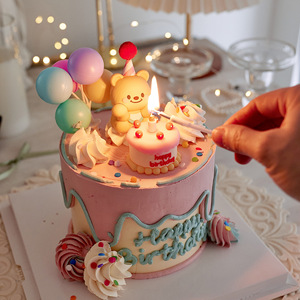 Torta di orso giallo decorazione a forma di cuore e stella torta Topper <span class=keywords><strong>per</strong></span> ragazze compleanno Baby Shower forniture - Product Image 5