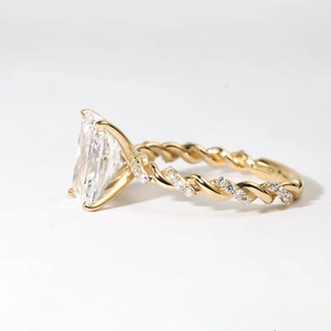 Anillo de Compromiso o Promesa Art Deco de Oro Sólido con Diamante Radiante Cultivado en Laboratorio y Diseño de Cuerda Trenzada, Joyería Delicada Hecha a Mano, Regalo Único - Product Image 3