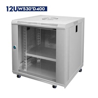 SYNSTRO - Rack de serveur en acier SPCC gris RAL7035 avec porte en verre trempé, protection IP20, montage mural 19 pouces 12U/9U, prêt pour l'IT de bureau