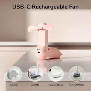 <b>Mini</b> Portable Electric Rechargeable <b>USB</b> Fan with 3-Speed Settings Small Pocket Handheld Folding Fan - Product Image 4