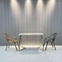 Table de salle à manger rectangulaire en acier inoxydable, style industriel moderne, pour salon de thé et pâtisserie, style célébrité d'Internet