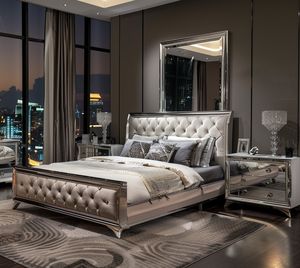 Современная роскошная мебель для спальни, кровать размера «Queen/King-Size», Блестящий Алмазный зеркальный каркас кровати для домашнего отеля - Product Image 5