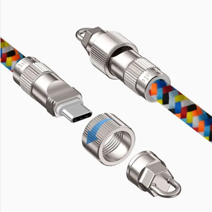 Câble de charge multifonction tressé en PVC 2-en-1 pour téléphone portable, 1,2 m, Type-C vers Type-C, charge rapide PD 60W avec cordon - Product Image 2