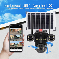 Caméra de sécurité CCTV extérieure à double objectif, 360°, alimentée par énergie solaire, 12MP CMOS, audio bidirectionnel, PAN-TILT, 4G/WiFi, étanche, caméra IP V380 Pro