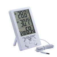 ABS Thermo-Hygrometer with LCD Display -40-70 Temperature Range 10%-99% Humidity Large LCD Clock Thermometer