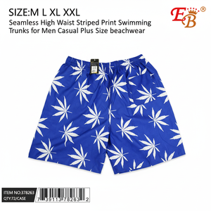 Costume da bagno a vita alta senza cuciture con stampa a righe da uomo Casual taglie forti in M L XXL 72 pz/CS - Product Image 2