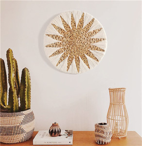 Décoration murale naturelle pour salon hommes modernes meilleure vente maison verte <span class=keywords><strong>salle</strong></span> <span class=keywords><strong>de</strong></span> <span class=keywords><strong>bain</strong></span> boules <span class=keywords><strong>de</strong></span> rotin en bambou transitionnel japonais - Product Image 5