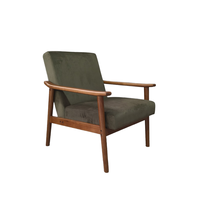 Fauteuil de détente moderne en tissu capitonné avec dossier haut et repose-pieds, pieds en bois, pour chambre, salle à manger, salon, maison