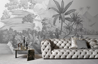 Papier peint en toile de jute, papier peint pour plafond, papier peint 3D, papier peint tropical, papier peint luxueux vert damassé pour salon, chambre d'enfant
