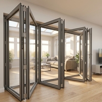 Portes et fenêtres en verre feuilleté insonorisées et étanches, avec cadre en alliage d'aluminium, design pliable, finies pour une utilisation en supermarché et en entrepôt
