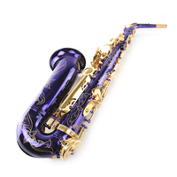 Purple Body with Gold Keys Eb Alto Saxophone Lacquered Finish Adjustable for Student Beginner Band Performance