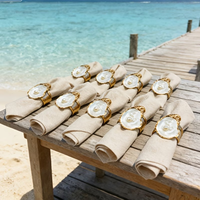 Lot de 9 ravissants anneaux de serviette en coquille d'huître et perle pour mariage estival à la plage, parfaits comme cadeaux uniques pour la Saint-Valentin, 3-4 pouces