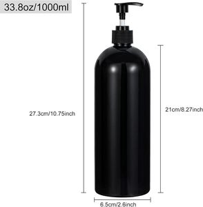 Botellas de PET Vacías Blancas/Negras/Transparentes de 1000 ml con Pulverizador y Tapa de PP para Gel de Ducha, Loción, Champú, Acondicionador, Personalizables - Product Image 2