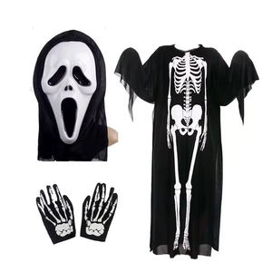 Disfraz <span class=keywords><strong>de</strong></span> Halloween, bata negra <span class=keywords><strong>de</strong></span> esqueleto blanco con máscara <span class=keywords><strong>de</strong></span> <span class=keywords><strong>terror</strong></span> para adultos, película <span class=keywords><strong>de</strong></span> escenario, juego <span class=keywords><strong>de</strong></span> broma, accesorios, suministros para fiestas - Product Image 5