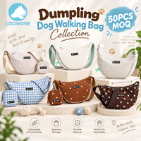Sac de promenade pour chien en gros, sac bandoulière croissant personnalisé avec logo, ensemble harnais pour chien, fabricant OEM, porte-sac à déjections canines, pochette à friandises pour chien