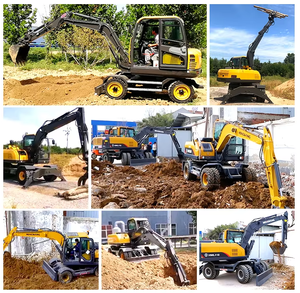 Excavatrice sur pneus HW80L de 6,85 tonnes avec godet de 0,35 m³ et brise-roche pour travaux municipaux et agricoles, certifiée CE EPA - Product Image 5