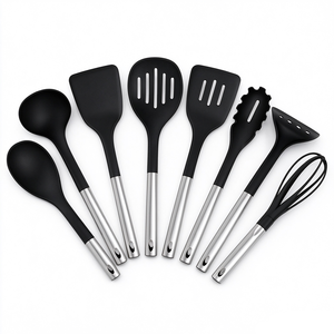 Juego de Utensilios de Cocina de Silicona de 9 Piezas con Mangos de Acero Inoxidable, Antiadherentes y Resistentes al Calor - Product Image 1