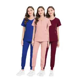 2023 חדש סגנון כירורגי הסיטונאי שמלת בית החולים לנשים מתיחה קצרים אחות שרוול קצר מכנסיים