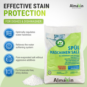 AlmaWin Custom 1 Dishwasher <b>Salt</b> 2Kg Limescale Protection For All Dishwashers Regeneration <b>Salt</b> Vegan Pure <b>Coarse</b> Water Softener - Product Image 3