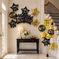 Ensemble de ballons en feuille d'aluminium 2027, noir et or, Joyeux Nouvel An, ballons en mylar en forme d'étoile et ronds, décoration de fête du Nouvel An, vente en gros