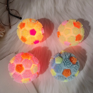Wholesales New Design Football TPR <b>LED</b> Light up Toy Squishy Flashing Soft Puffer Football Toy Squeeze Stress <b>Ball</b> Toy for Kids - Product Image 3