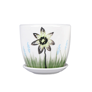 6pcs/box mini white cheap plant pot bamboo tray small flower pot ceramic succulent planter pot with saucer