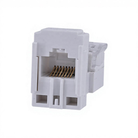 Module réseau K&R-8730 CAT6 sans contact, panneau de commutation à 6 prises réseau informatiques, tête en cristal blanc, PC/bronze au phosphore