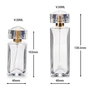 Nhanh chóng vận chuyển 30ml 50ml thủy tinh trong suốt chai nước hoa hình tam giác với 15 mm uốn cổ bơm phun rỗng sẵn sàng để sử dụng - Product Image 1
